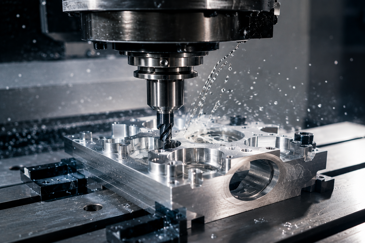 CNC-Fräsbearbeitung eines Aluminium-Werkstücks bei LW-Zerspanungstechnik